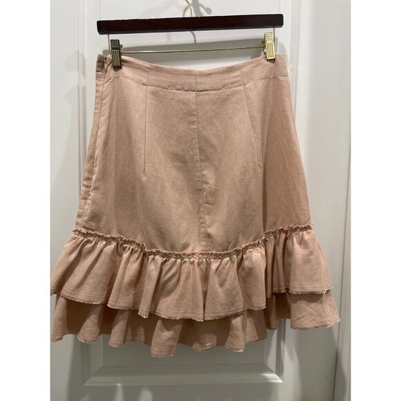 IRO Linen Cotton Blend Ruffled Side Zip Tiered Skirt Sz 42 US 10 - Picture 2 of 7